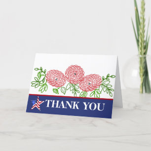 Carte De Remerciements Joyeuse Fête des Vétérans Fleur de Pavot