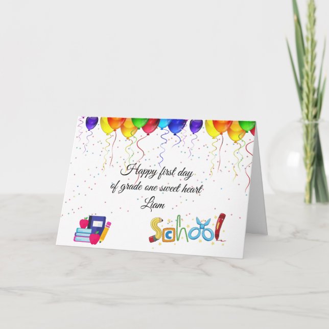 Carte De Remerciements Joyeuse fête du premier jour d'école (Devant)