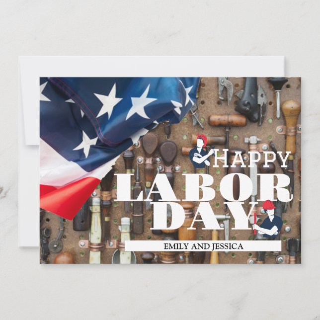 Carte De Remerciements Joyeuse fête du travail patriotique USA drapeau ca (Devant)