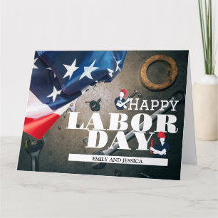 Carte De Remerciements Joyeuse fête du travail patriotique USA drapeau ca