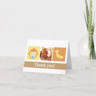 Carte De Remerciements Joyeuse Fête Prénatale Singe Mignon et Bébé Banane