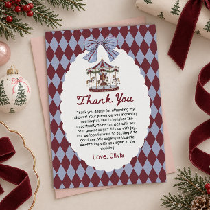 Carte De Remerciements Joyeuse Petite Baby Shower Carrousel à Ruban de No