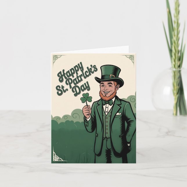 Carte De Remerciements Joyeuse Saint-Patrick Leprechaun Vintage (Devant)