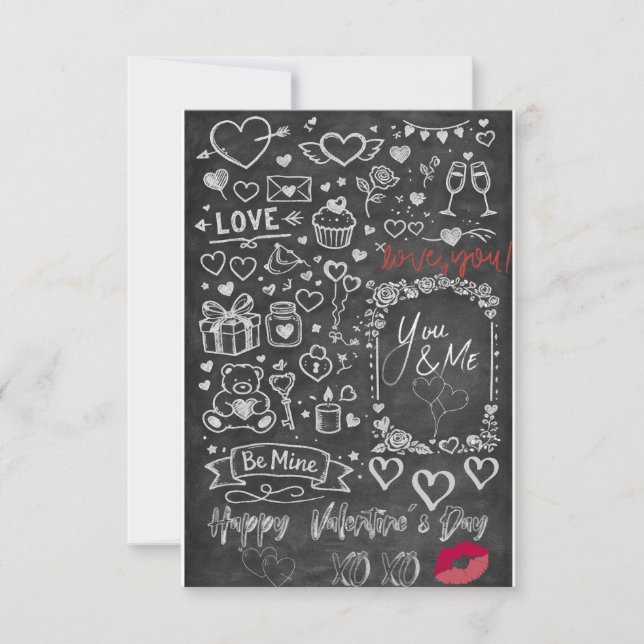 Carte De Remerciements Joyeuse Saint-Valentin - Amour tableau noir (Devant)