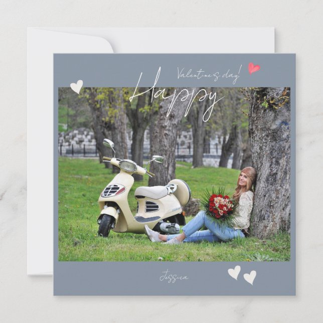 Carte De Remerciements Joyeuse Saint-Valentin Photo de script moderne (Devant)