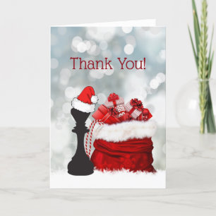 Carte De Remerciements Joyeuses fêtes Échecs Hiver Père Noël