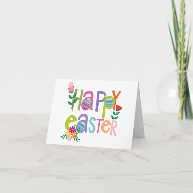 Carte De Remerciements Joyeuses Pâques  (A bright and joyful Easter card bursting with color and springtime charm.)