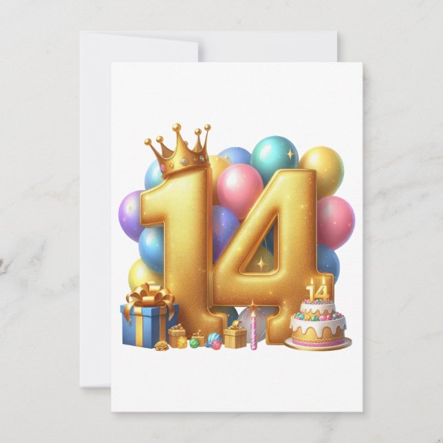 Carte De Remerciements Joyeux 14e anniversaire (Devant)