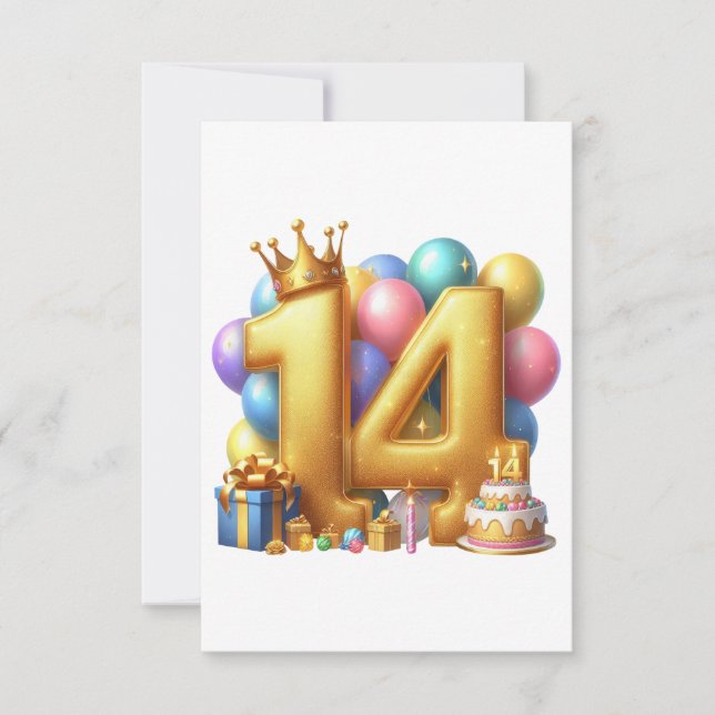Carte De Remerciements Joyeux 14e anniversaire (Devant)