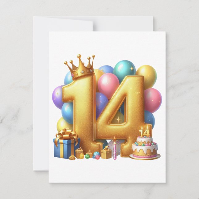 Carte De Remerciements Joyeux 14e anniversaire (Devant)