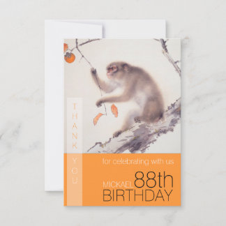 Carte De Remerciements Joyeux 88e anniversaire japonais peinture singe TY