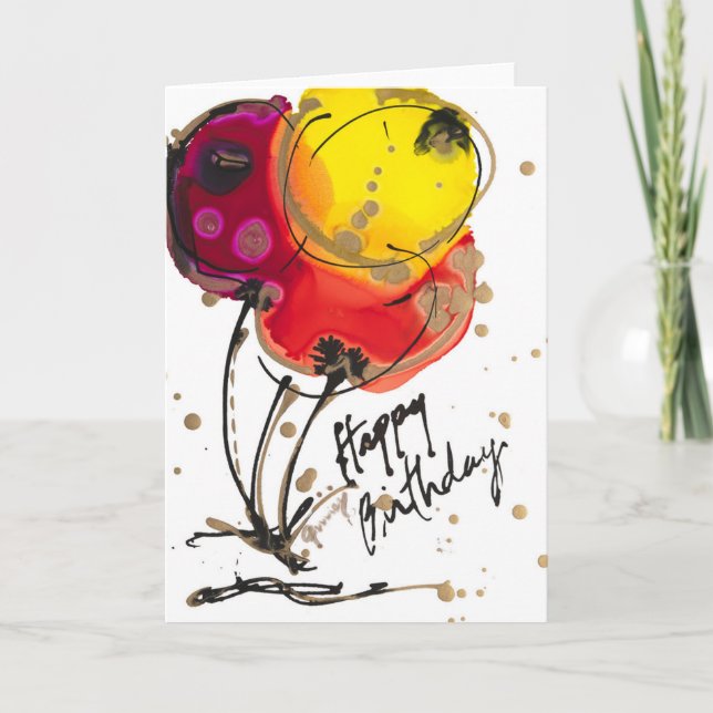 Carte De Remerciements Joyeux Anniversaire 3 Ballons Lovitude Blank Note  (Devant)
