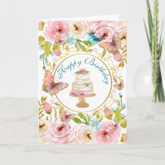Carte De Remerciements Joyeux Anniversaire Aquarelle 