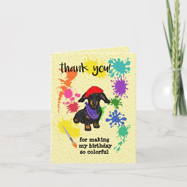 Carte De Remerciements Joyeux Anniversaire Art Fun Chien Teckel Mignon (Devant)