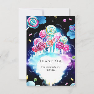 Carte De Remerciements Joyeux Anniversaire Candyland Étincelant Mignon