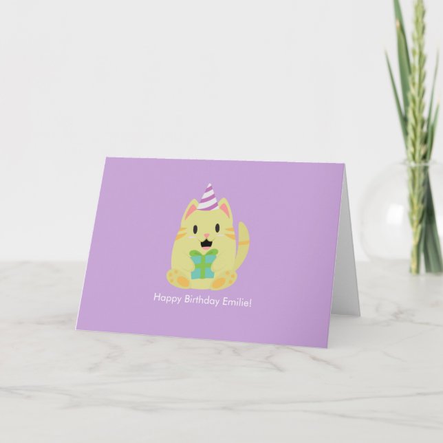 Carte De Remerciements Joyeux Anniversaire Chat Mignon (Devant)