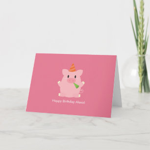 Carte De Remerciements Joyeux Anniversaire Cochon Mignon
