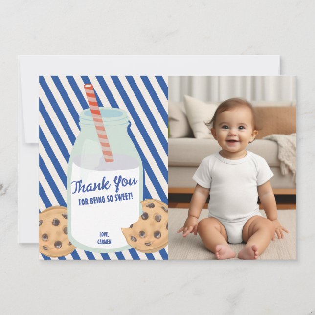 Carte De Remerciements Joyeux Anniversaire Cookie au Lait Chéri (Devant)