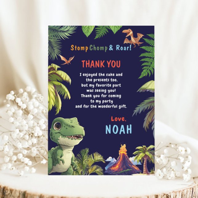 Carte De Remerciements Joyeux Anniversaire Dinosaure Tree Rex  (Créateur téléchargé)