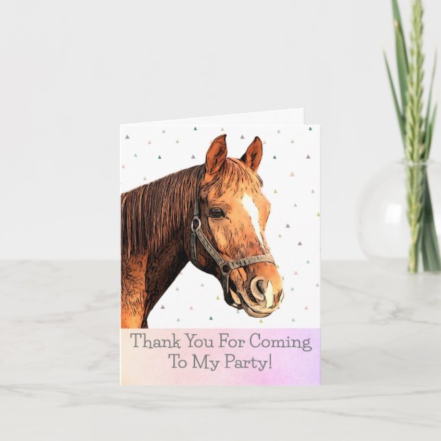 Carte De Remerciements Joyeux Anniversaire Enfant Au Cheval Beau Animal Q (Devant)