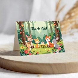 Carte De Remerciements Joyeux Anniversaire Enfant avec Animaux Mignons de