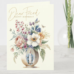 Carte De Remerciements Joyeux Anniversaire Fleuriste Religieux pour un AM