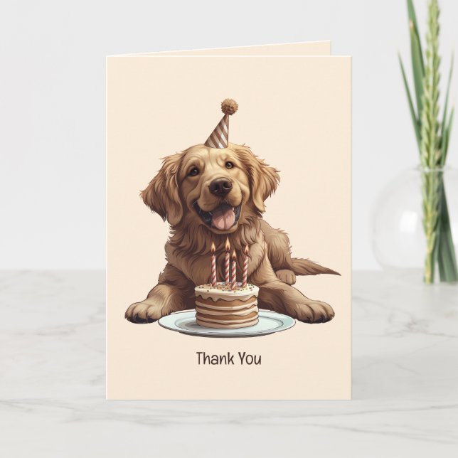 Carte De Remerciements Joyeux Anniversaire Golden Retriever Chien (Devant)