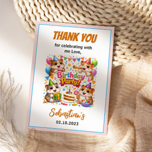 Carte De Remerciements Joyeux Anniversaire Hamster Mignon Enfants Anima