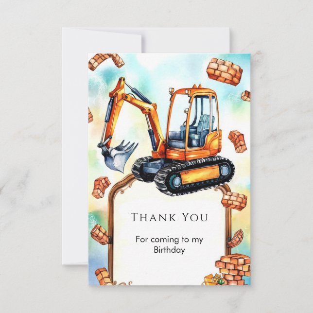 Carte De Remerciements Joyeux anniversaire Happy Builder Construction (Devant)