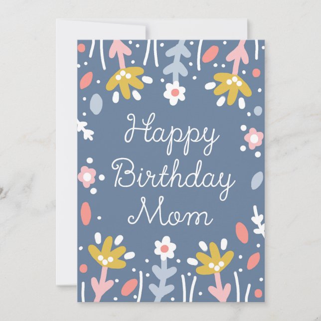 Carte De Remerciements Joyeux anniversaire maman Floral (Devant)