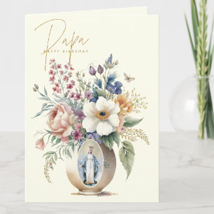 Carte De Remerciements Joyeux Anniversaire PAPA Fleurs Religieuses