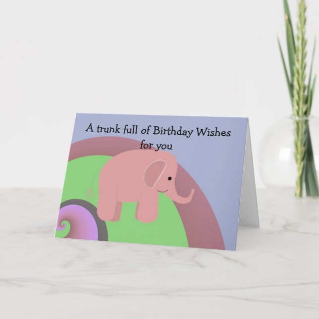 Carte De Remerciements Joyeux Anniversaire Petit Éléphant (Devant)
