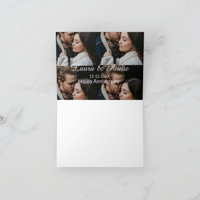 Carte De Remerciements Joyeux anniversaire photo collage nom date simple  (Intérieur)