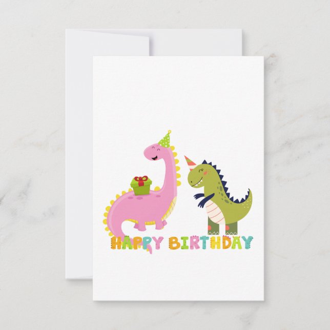 Carte De Remerciements Joyeux anniversaire saurus (Devant)