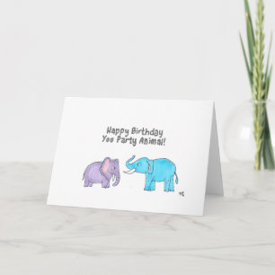 Carte De Remerciements Joyeux Anniversaire Vous Fêtez Animal - Elephants