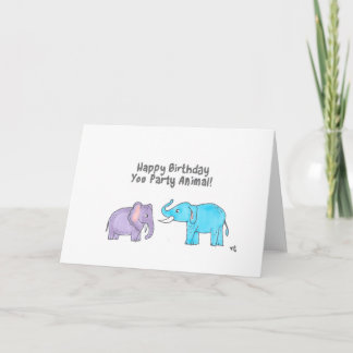 Carte De Remerciements Joyeux Anniversaire Vous Fêtez Animal - Elephants