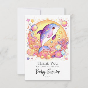Carte De Remerciements Joyeux Baby shower simple dauphin