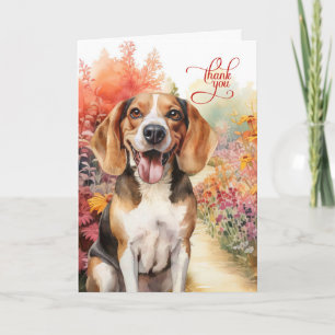 Carte De Remerciements Joyeux Beagle Chien Colorful Garden Path