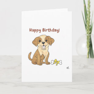 Carte De Remerciements Joyeux Birthday Chien and Bone Card