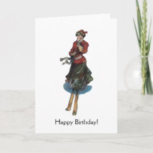 Carte De Remerciements Joyeux Birthday for a Woman Skier