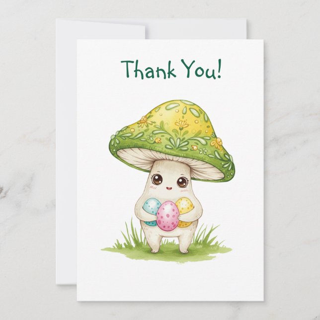 Carte De Remerciements Joyeux champignon de Pâques (Devant)