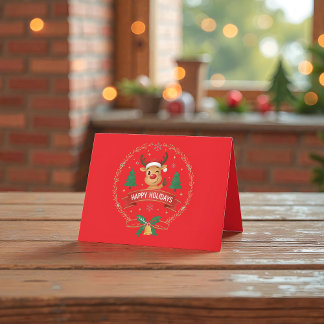 Carte De Remerciements Joyeux clin d'œil de renne Joyeuses Fêtes de Noël