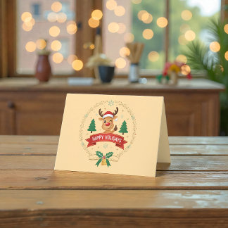 Carte De Remerciements Joyeux clin d'œil de renne Joyeuses Fêtes de Noël