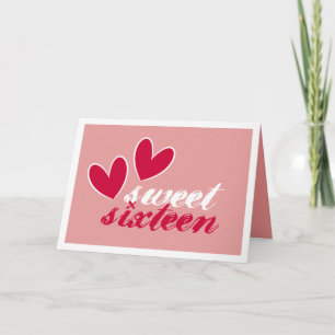 Carte De Remerciements Joyeux Coeurs Sweet sixteen Anniversaire
