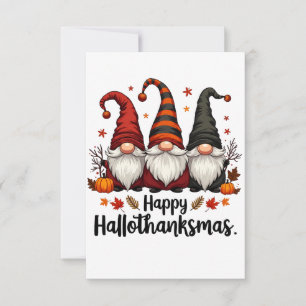 Carte De Remerciements Joyeux Hallothanksmas Halloween Noël Gnomes