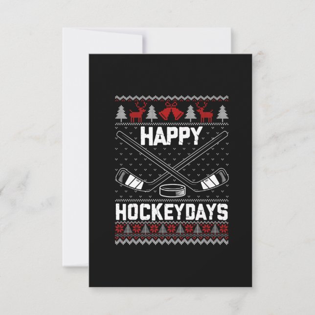 Carte De Remerciements Joyeux Hockeydays Funny Christmas Ice Hockey Joueu (Devant)