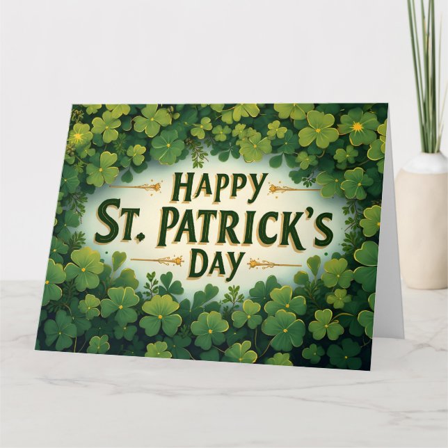 Carte De Remerciements Joyeux jour de la Saint-Patrick Art de trèfle (Devant)