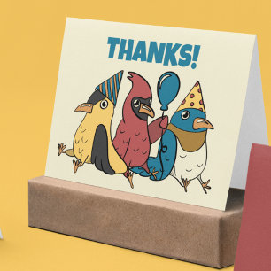 Carte De Remerciements Joyeux Jour des Oiseaux Cartoon Oiseaux à thème An