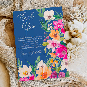 Carte De Remerciements Joyeux mariage avec des fleurs sauvages vives et a