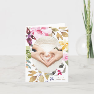 Carte De Remerciements Joyeux Mariage florale aquarelle plié
